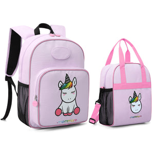 Little Unicorn Kids Backpack with Insulated Lunch Bag - MOMMORE